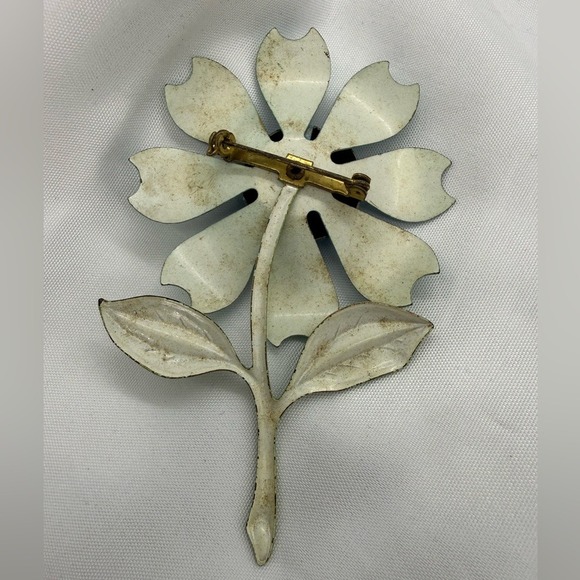 Vintage 1960s Blue Daisy Groovy Flower Brooch Retro Floral Jacket Pin Gift - Picture 3 of 5